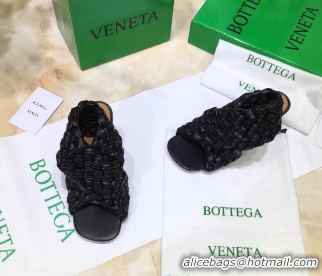 Custom Bottega Veneta BV Board Sandals in ntrecciato Nappa leather 9cm Heel 081161 Black