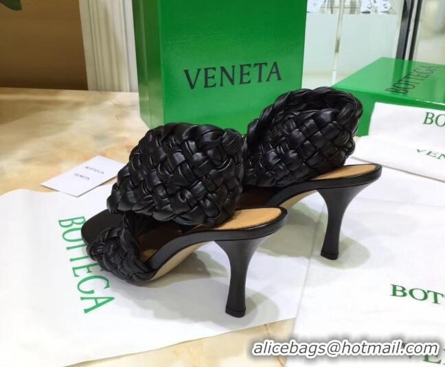 Custom Bottega Veneta BV Board Sandals in ntrecciato Nappa leather 9cm Heel 081161 Black