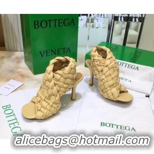 Good Quality Bottega Veneta BV Board Sandals in ntrecciato Nappa leather 9cm Heel 081161 Yellow