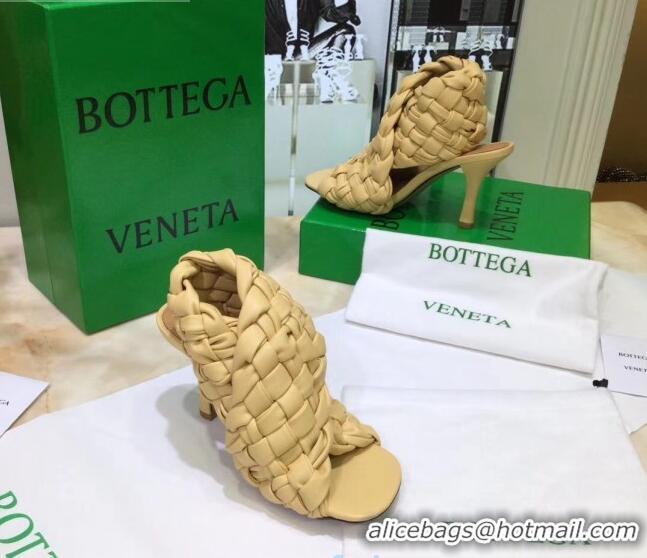 Good Quality Bottega Veneta BV Board Sandals in ntrecciato Nappa leather 9cm Heel 081161 Yellow