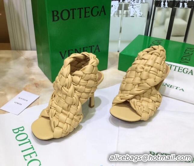 Good Quality Bottega Veneta BV Board Sandals in ntrecciato Nappa leather 9cm Heel 081161 Yellow