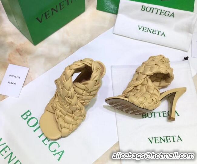 Good Quality Bottega Veneta BV Board Sandals in ntrecciato Nappa leather 9cm Heel 081161 Yellow