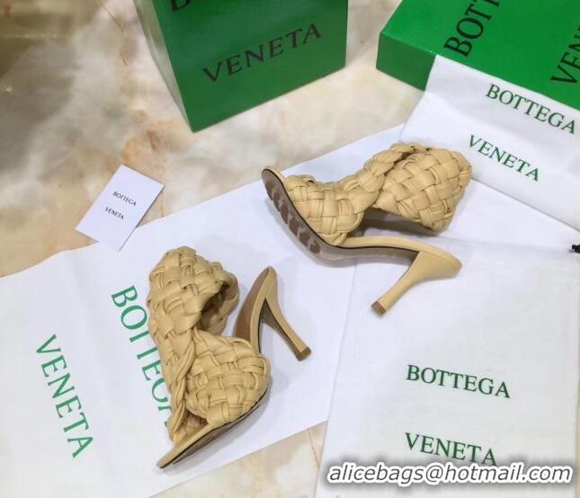 Good Quality Bottega Veneta BV Board Sandals in ntrecciato Nappa leather 9cm Heel 081161 Yellow