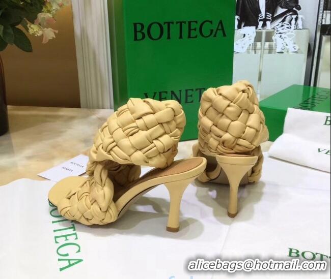 Good Quality Bottega Veneta BV Board Sandals in ntrecciato Nappa leather 9cm Heel 081161 Yellow