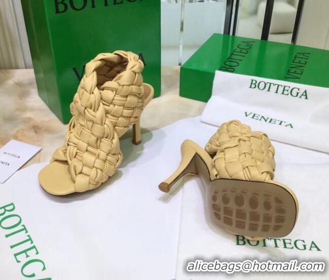 Good Quality Bottega Veneta BV Board Sandals in ntrecciato Nappa leather 9cm Heel 081161 Yellow