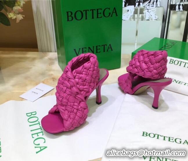 Top Quality Bottega Veneta BV Board Sandals in ntrecciato Nappa leather 9cm Heel 081161 Rosy