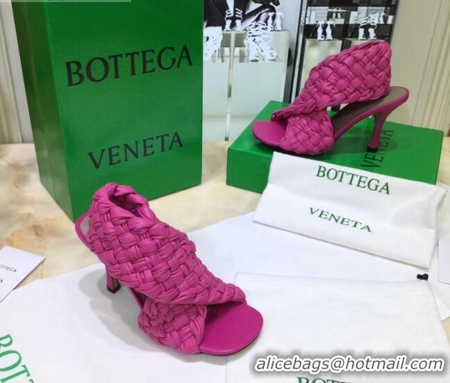 Top Quality Bottega Veneta BV Board Sandals in ntrecciato Nappa leather 9cm Heel 081161 Rosy