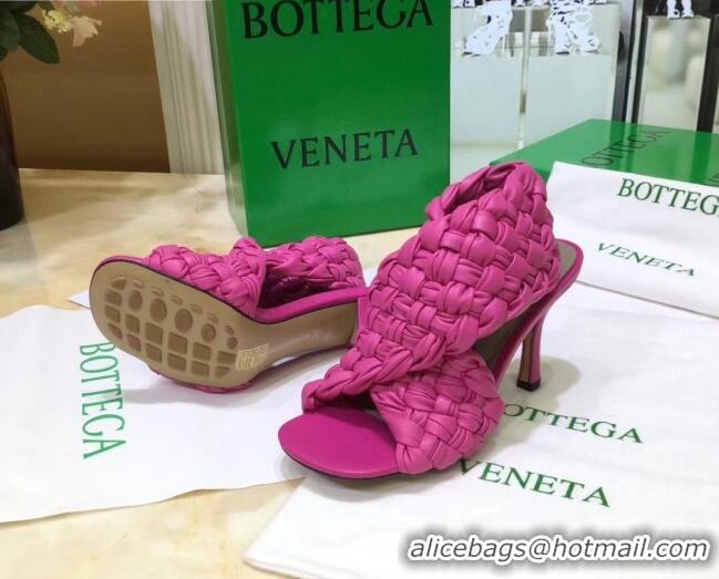 Top Quality Bottega Veneta BV Board Sandals in ntrecciato Nappa leather 9cm Heel 081161 Rosy