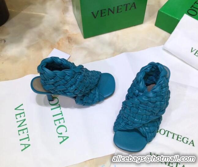 Custom Bottega Veneta BV Board Sandals in ntrecciato Nappa leather 9cm Heel Sky Blue 081167