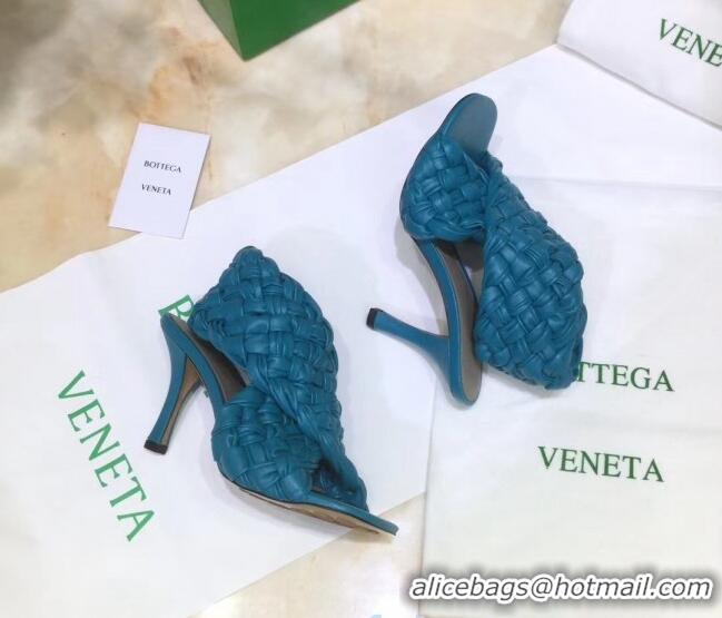 Custom Bottega Veneta BV Board Sandals in ntrecciato Nappa leather 9cm Heel Sky Blue 081167