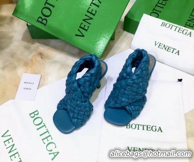 Custom Bottega Veneta BV Board Sandals in ntrecciato Nappa leather 9cm Heel Sky Blue 081167