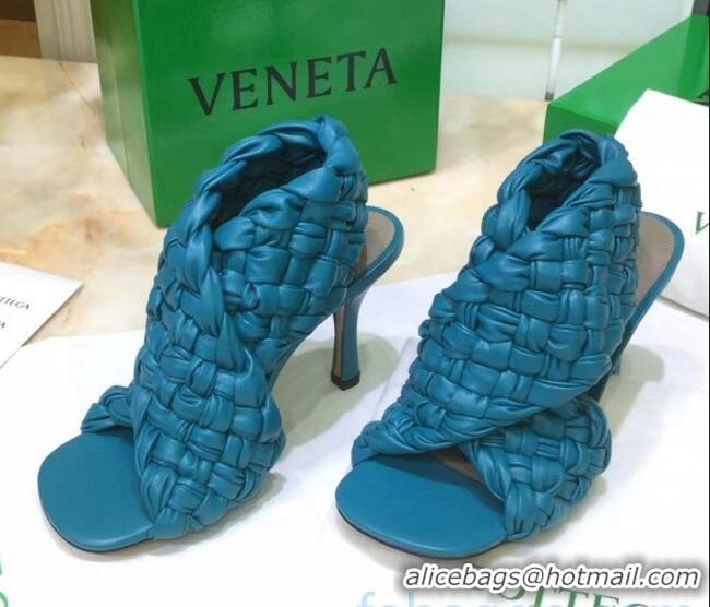 Custom Bottega Veneta BV Board Sandals in ntrecciato Nappa leather 9cm Heel Sky Blue 081167