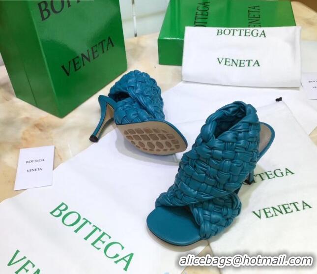 Custom Bottega Veneta BV Board Sandals in ntrecciato Nappa leather 9cm Heel Sky Blue 081167