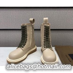 Top Quality Bottega Veneta Lace-Up Ankle Flat Boots 082762 White