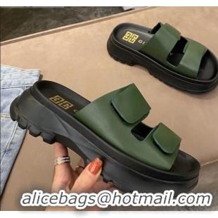 Good Looking Givenchy Spectre Leather Mules Sandals 030889 Green