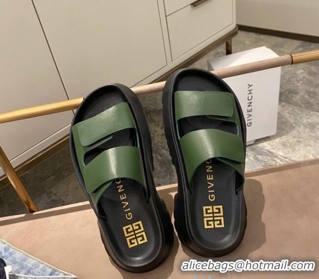 Good Looking Givenchy Spectre Leather Mules Sandals 030889 Green