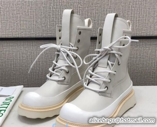 Popular Bottega Veneta Calfskin Lace-Up Ankle Boots 082805 White