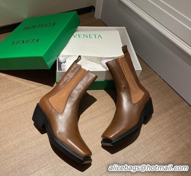 Good Product Bottega Veneta BV Lean Heel 55mm Short Boots 091005 Brown