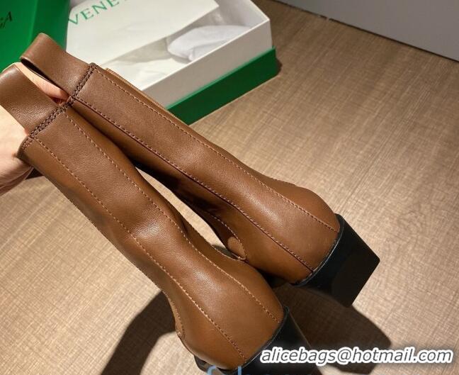 Good Product Bottega Veneta BV Lean Heel 55mm Short Boots 091005 Brown