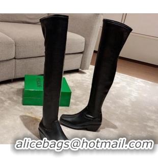 Unique Grade Bottega Veneta BV Lean Heel Over Knee High Boots 091011 Black