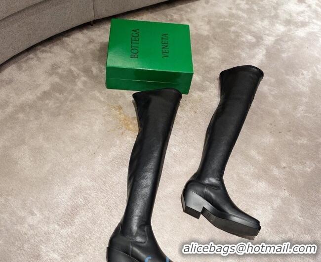 Unique Grade Bottega Veneta BV Lean Heel Over Knee High Boots 091011 Black