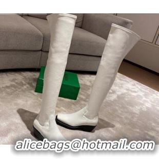 Super Quality Bottega Veneta BV Lean Heel Over Knee High Boots 091011 White