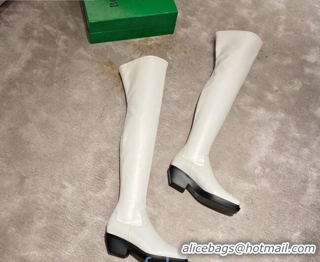 Super Quality Bottega Veneta BV Lean Heel Over Knee High Boots 091011 White