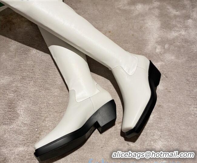 Super Quality Bottega Veneta BV Lean Heel Over Knee High Boots 091011 White