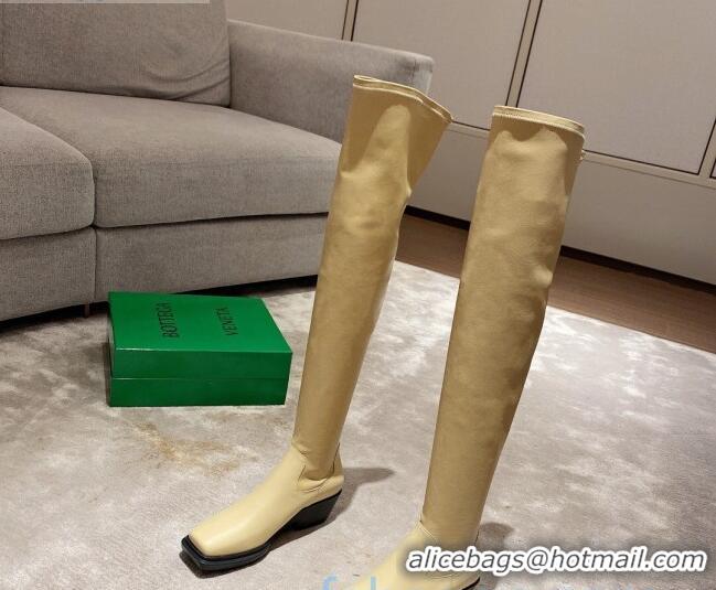 Good Product Bottega Veneta BV Lean Heel Over Knee High Boots 091011 Yellow