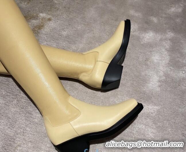 Good Product Bottega Veneta BV Lean Heel Over Knee High Boots 091011 Yellow