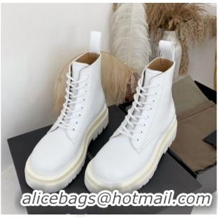 Top Quality Bottega Veneta Calfskin Lace-up Boots 091128 White