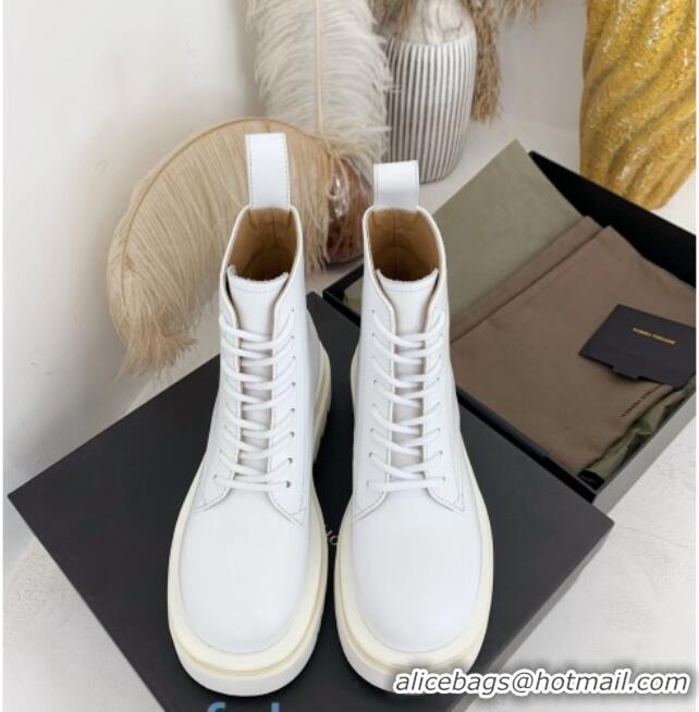 Top Quality Bottega Veneta Calfskin Lace-up Boots 091128 White