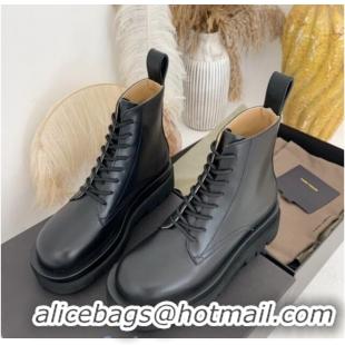 Unique Grade Bottega Veneta Calfskin Lace-up Boots 091128 Black