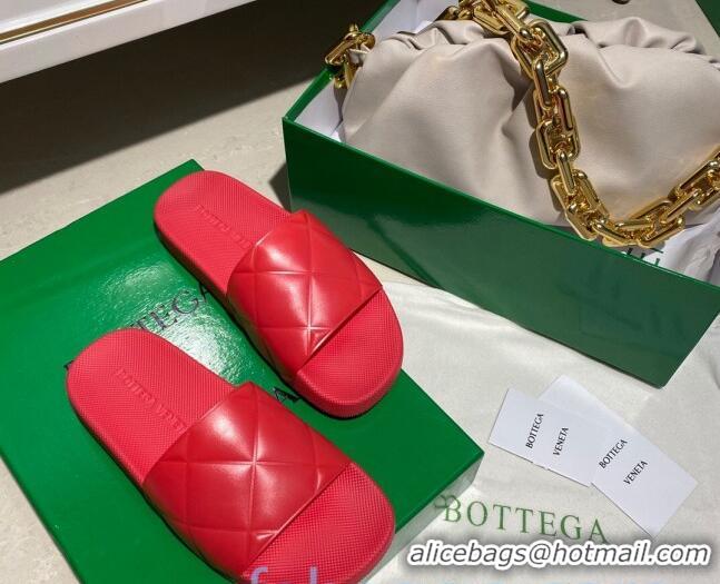 Bottega Veneta BV Quilted Leather Flat Slide Sandals 092106 Pink