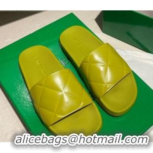 Affordable Price Bottega Veneta BV Quilted Leather Flat Slide Sandals 092106 Yellow