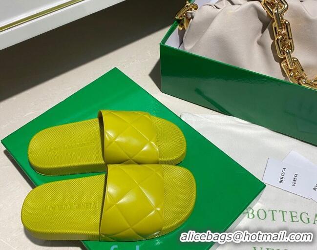 Affordable Price Bottega Veneta BV Quilted Leather Flat Slide Sandals 092106 Yellow