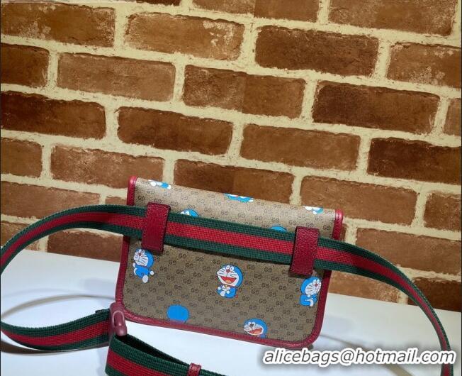 Top Grade Doraemon x Gucci Small Belt Bag 647817 Beige/Red 2021