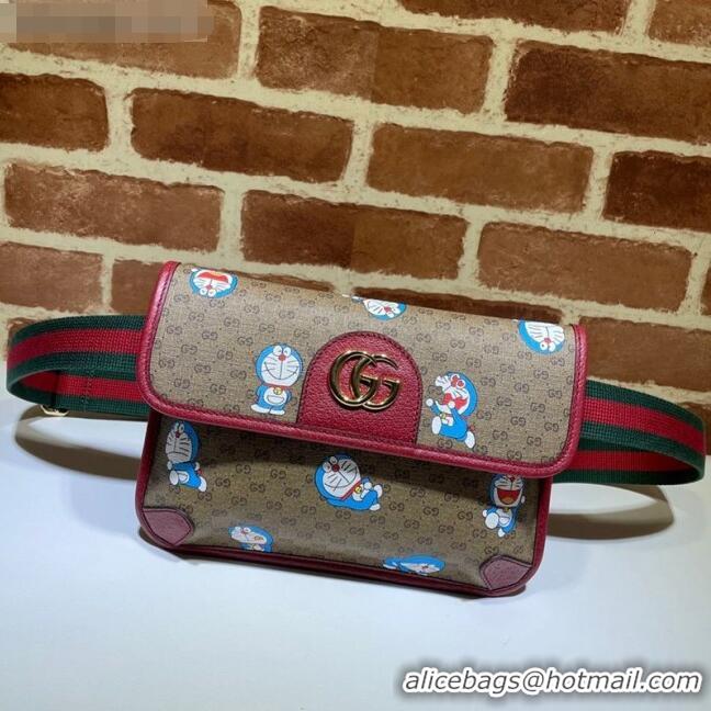 Top Grade Doraemon x Gucci Small Belt Bag 647817 Beige/Red 2021