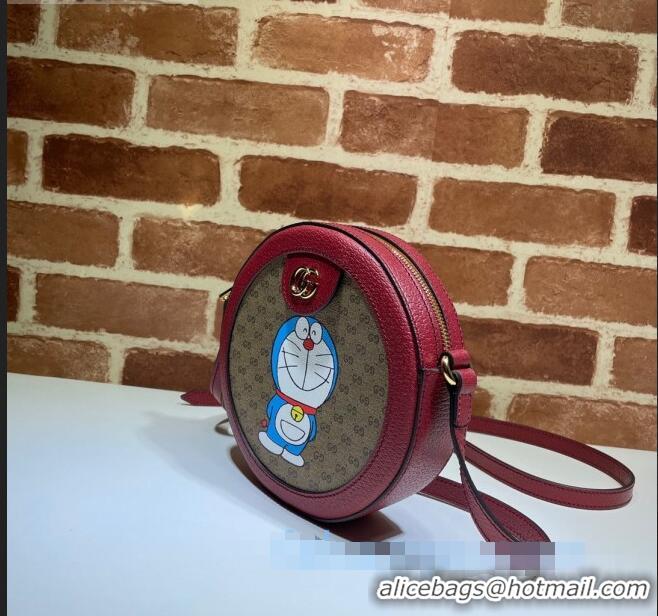 Cheapest Doraemon x Gucci Ophidia GG Round Shoulder Bag 625216 Beige/Red 2021