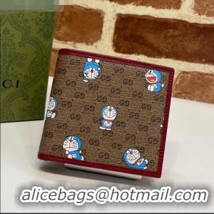 Buy Inexpensive Doraemon x Gucci GG Canvas Billfold Wallet 647802 Beige/Red 2021