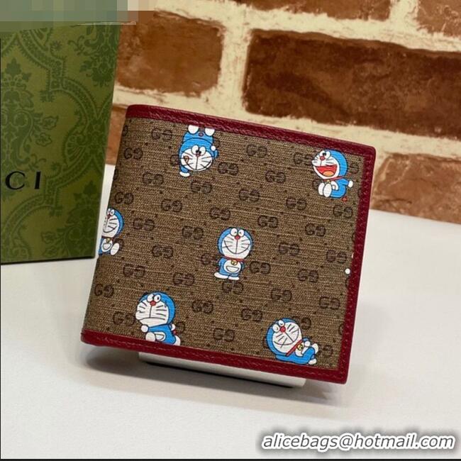 Buy Inexpensive Doraemon x Gucci GG Canvas Billfold Wallet 647802 Beige/Red 2021