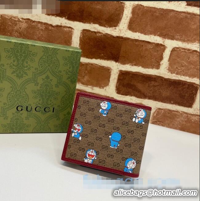 Buy Inexpensive Doraemon x Gucci GG Canvas Billfold Wallet 647802 Beige/Red 2021