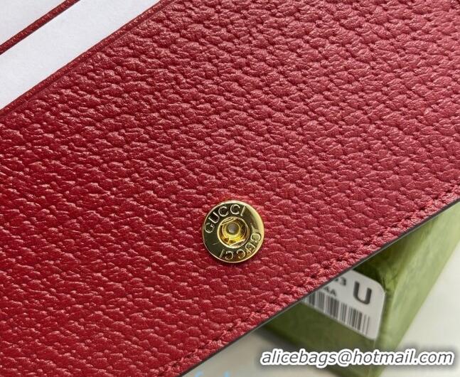 Good Product Doraemon x Gucci GG Canvas Card Case Wallet 647788 Beige/Red 2021