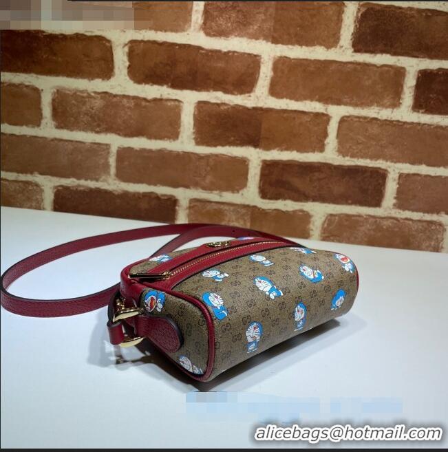 Top Quality Doraemon x Gucci GG Canvas Mini Bag 647784 Beige/Red 2021