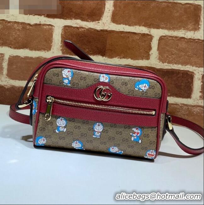 Top Quality Doraemon x Gucci GG Canvas Mini Bag 647784 Beige/Red 2021