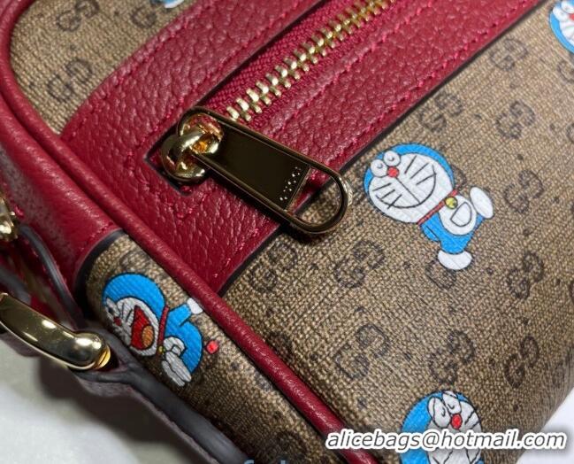 Top Quality Doraemon x Gucci GG Canvas Mini Bag 647784 Beige/Red 2021