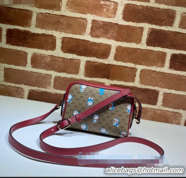 Top Quality Doraemon x Gucci GG Canvas Mini Bag 647784 Beige/Red 2021