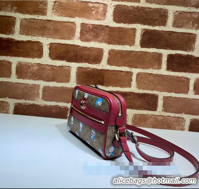 Top Quality Doraemon x Gucci GG Canvas Mini Bag 647784 Beige/Red 2021