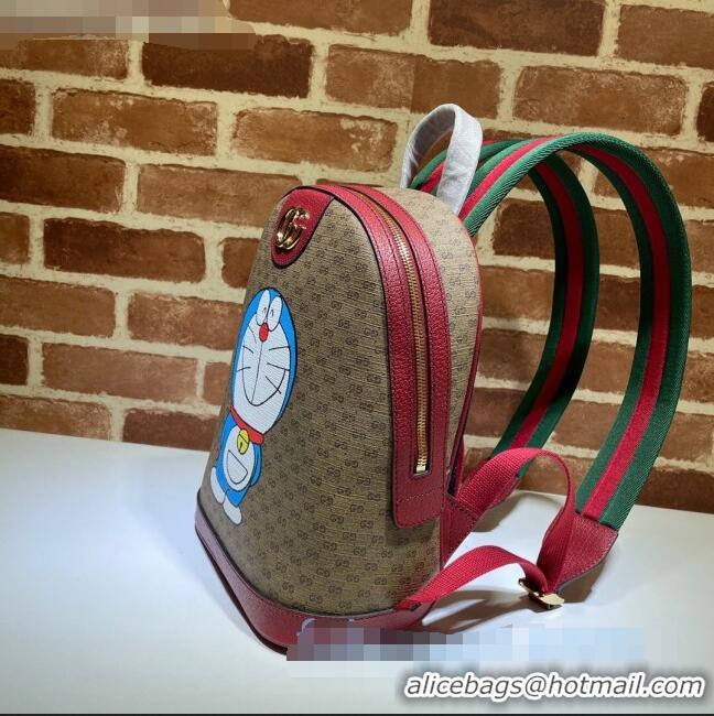 Big Discount Doraemon x Gucci GG Canvas Small Backpack 647816 Beige/Red 2021