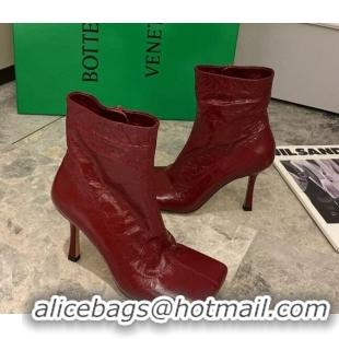 Best Product Bottega Veneta Nappa Leather Square Heel Short Boots with Red 102222